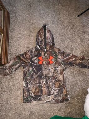 Under Armour Men's Camo Hoodie with Orange Logo